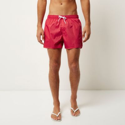 Red plain swim shorts